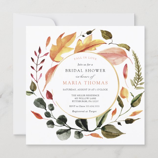 Autumn Leaves Bridal Shower Invitation (Front)