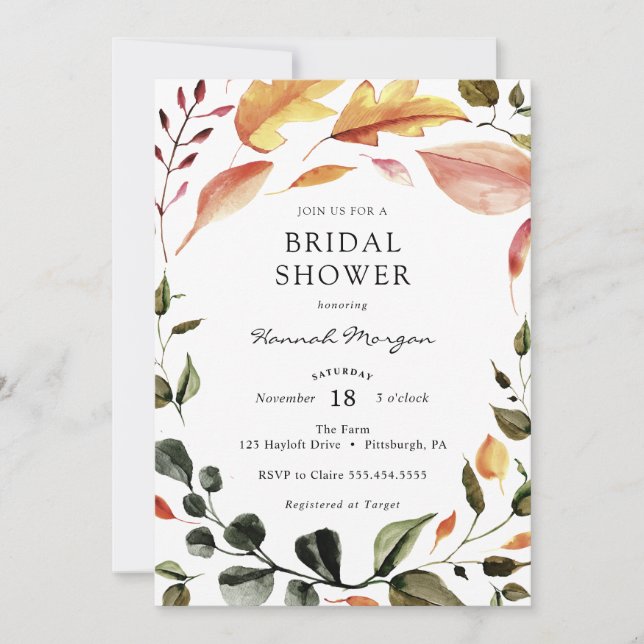 Autumn Leaves Bridal Shower Invitation (Front)