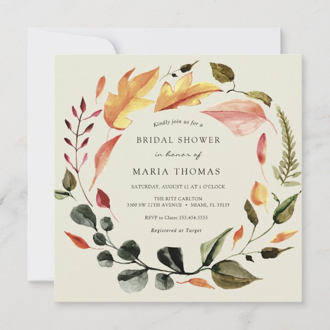 Autumn Leaves Bridal Shower Invitation (Front)