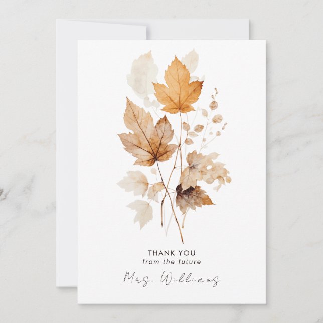 Autumn Leaves Bridal Shower Thank You Invitation (Front)