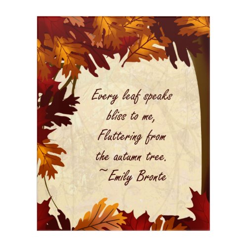 Autumn Leaves Bronte Quote Acrylic Wall Art