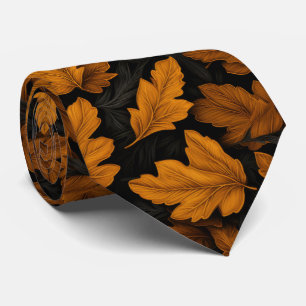 Autumn Leaves Brown And Orange Foliage Neck Tie