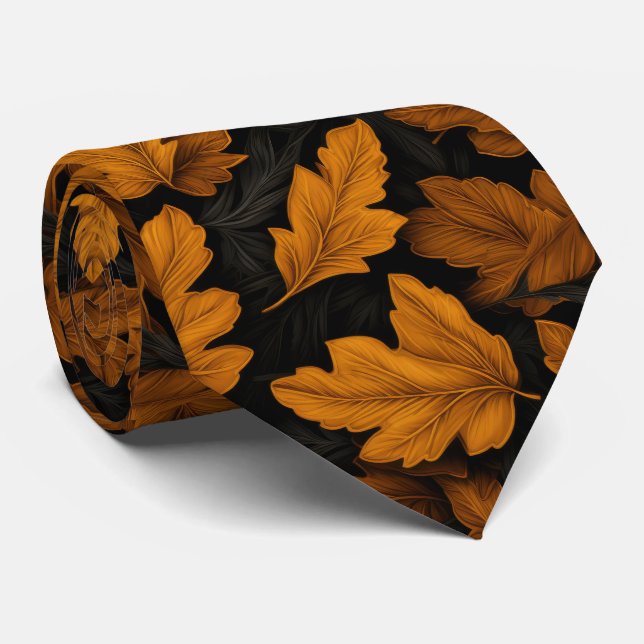 Autumn Leaves Brown And Orange Foliage  Neck Tie (Rolled)