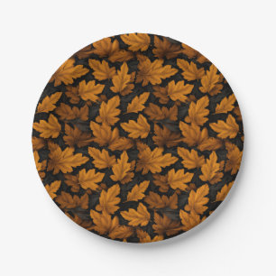 Autumn Leaves Brown And Orange Foliage Paper Plates