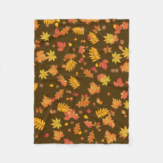 Autumn Leaves (Brown) Fleece Throw Blanket