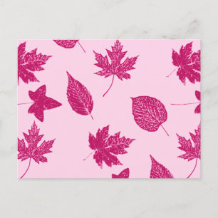 Autumn leaves - burgundy and shell pink postcard