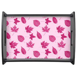 Autumn leaves - burgundy and shell pink serving tray