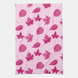 Autumn leaves - burgundy and shell pink towel