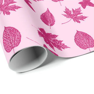 Autumn leaves - burgundy and shell pink wrapping paper