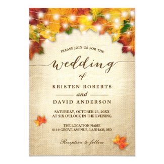 Autumn Leaves Burlap Twinkle Lights Fall Wedding