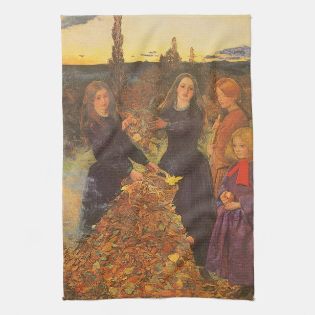 Autumn Leaves by Sir John Everett Millais Kitchen Towel (Vertical)