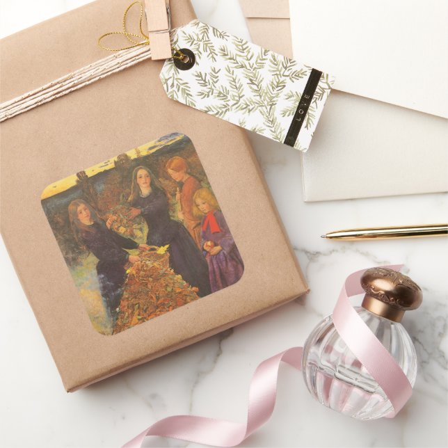 Autumn Leaves by Sir John Everett Millais Square Sticker (Gifting)