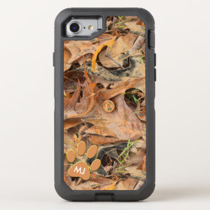 Autumn Leaves Camo Nature Abstract Photo Initial OtterBox Defender iPhone SE/8/7 Case
