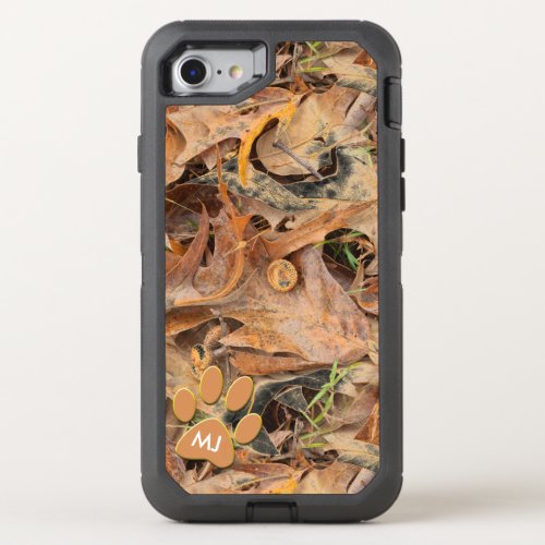 Autumn Leaves Camo Nature Abstract Photo Initial OtterBox Defender iPhone SE87 Case