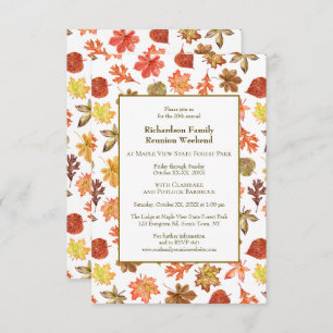 Autumn Leaves Camping Family Reunion Jamboree BBQ Invitation