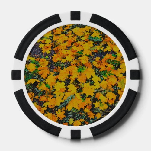 Autumn leaves carpet poker chips