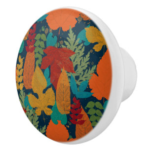 Autumn leaves ceramic knob