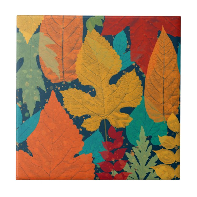 Autumn leaves ceramic tile (Front)