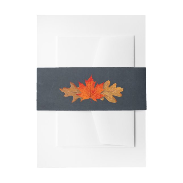 Autumn Leaves Chalkboard Wedding Invitation Belly Band (Front Example)