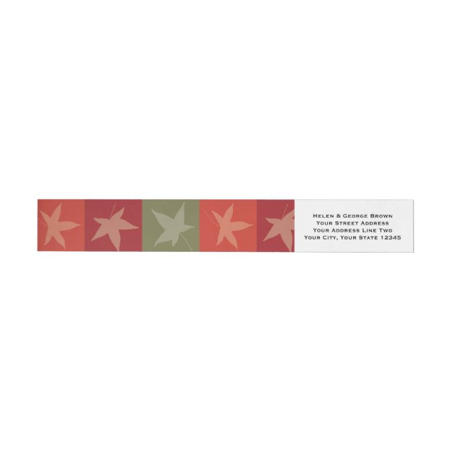 Autumn Leaves Checkerboard Wrap Around Address Label (Individual)