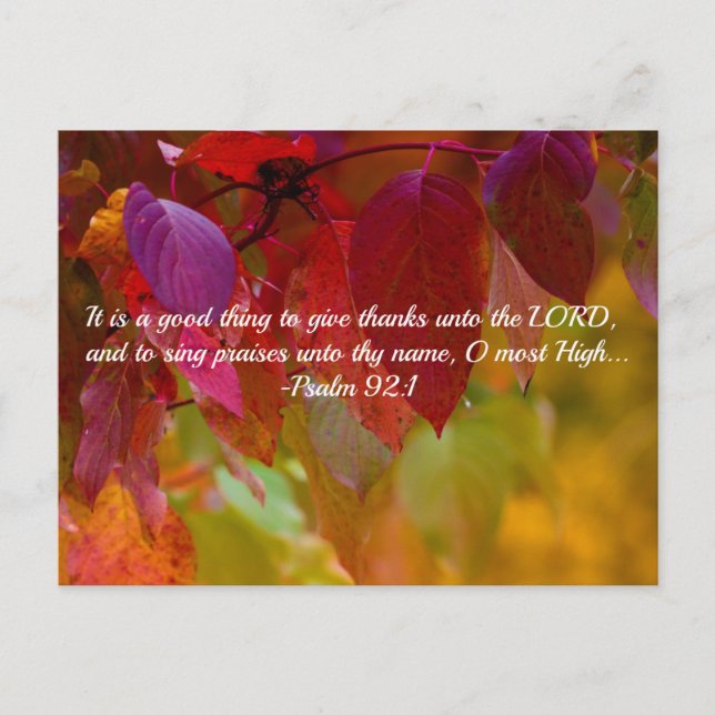 Autumn Leaves Christian Bible Verse Psalms Postcard (Front)
