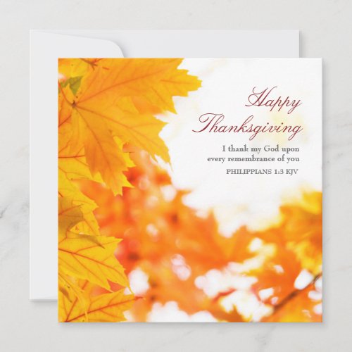 Autumn Leaves Christian Thanksgiving Holiday Card