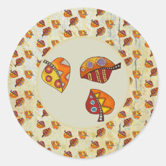 autumn leaves classic round sticker