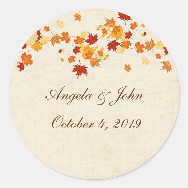 Autumn Leaves Classic Round Sticker (Front)