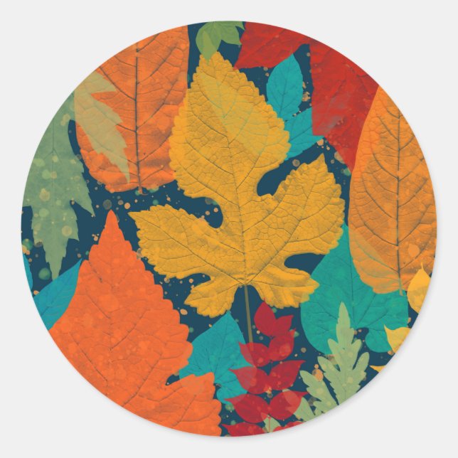 Autumn leaves classic round sticker (Front)