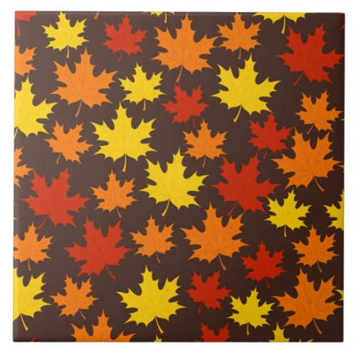 Autumn Leaves Colorful Pattern Ceramic Tile