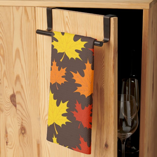 Autumn Leaves Colorful Pattern Kitchen Towel (Thirds Fold)