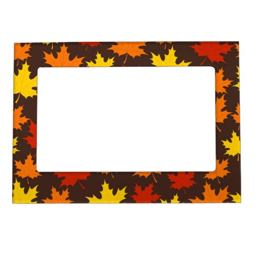 Autumn Leaves Colorful Pattern Magnetic Frame