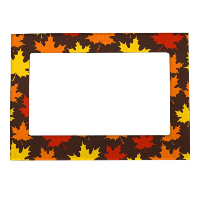 Autumn Leaves Colorful Pattern Magnetic Frame (Front)