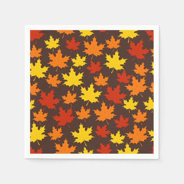 Autumn Leaves Colorful Pattern Napkins (Front)