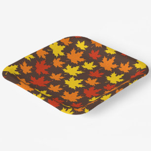 Autumn Leaves Colorful Pattern Paper Plates