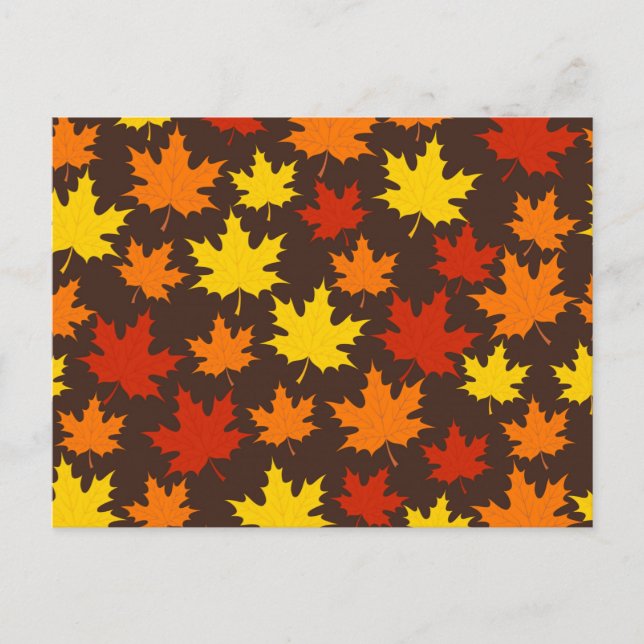 Autumn Leaves Colorful Pattern Postcard (Front)