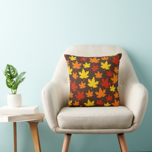 Autumn Leaves Colorful Pattern Throw Pillow