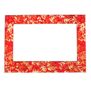 Autumn leaves, coral orange magnetic photo frame