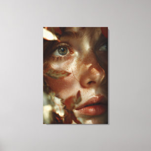 Autumn Leaves Crown Freckled Portrait Canvas Print