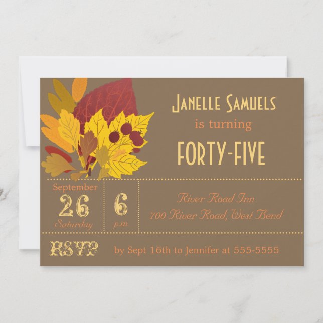 Autumn Leaves Customized Birthday Invitation (Front)