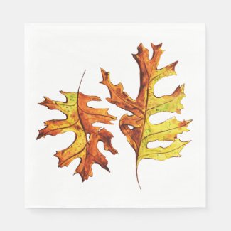 Autumn Leaves Dancing In Ink And Watercolor Napkins