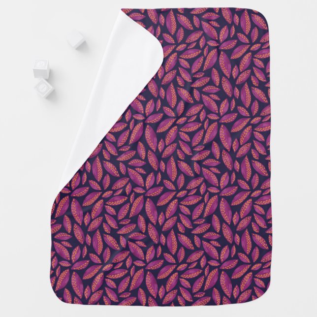 Autumn Leaves Dark Purple Baby Blanket (In Situ)
