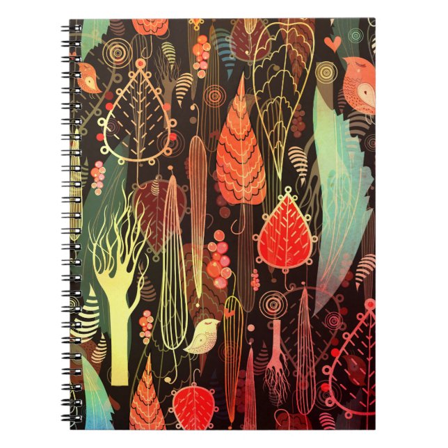 Autumn leaves: dark seamless pattern. notebook (Front)