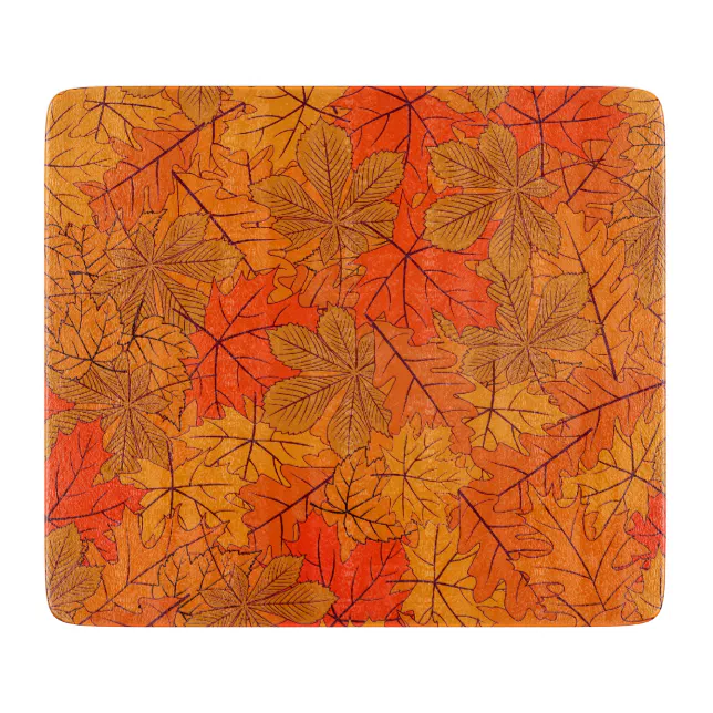 Autumn Leaves Decorative Glass Cutting Board Zazzle