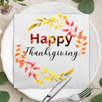Autumn Leaves Decorative Letter Happy Thanksgiving