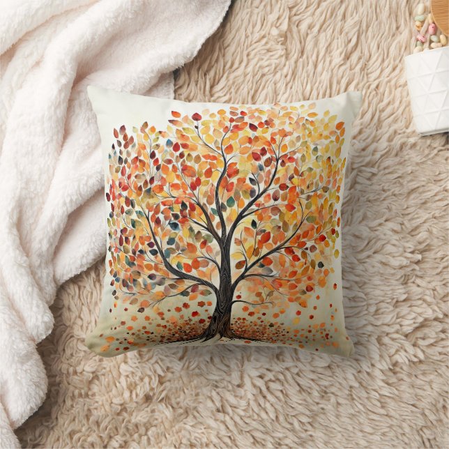 Autumn Leaves Decorative Tree Throw Pillow (Blanket)