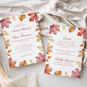 Autumn Leaves Double-Sided Wedding Invitation