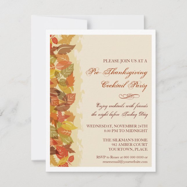 Autumn Leaves Edged Invitation (Front)