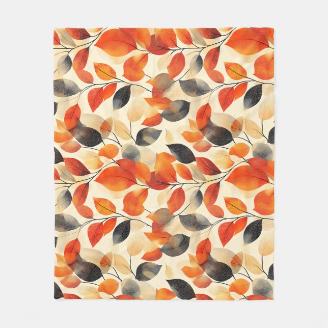 Autumn Leaves Elegance Seamless Pattern Fleece Blanket (Front)