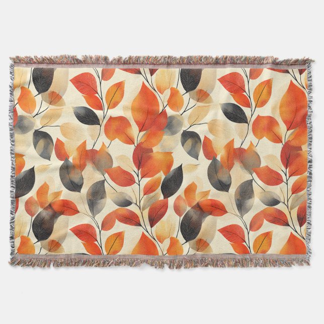 Autumn Leaves Elegance Seamless Pattern Throw Blanket (Front)